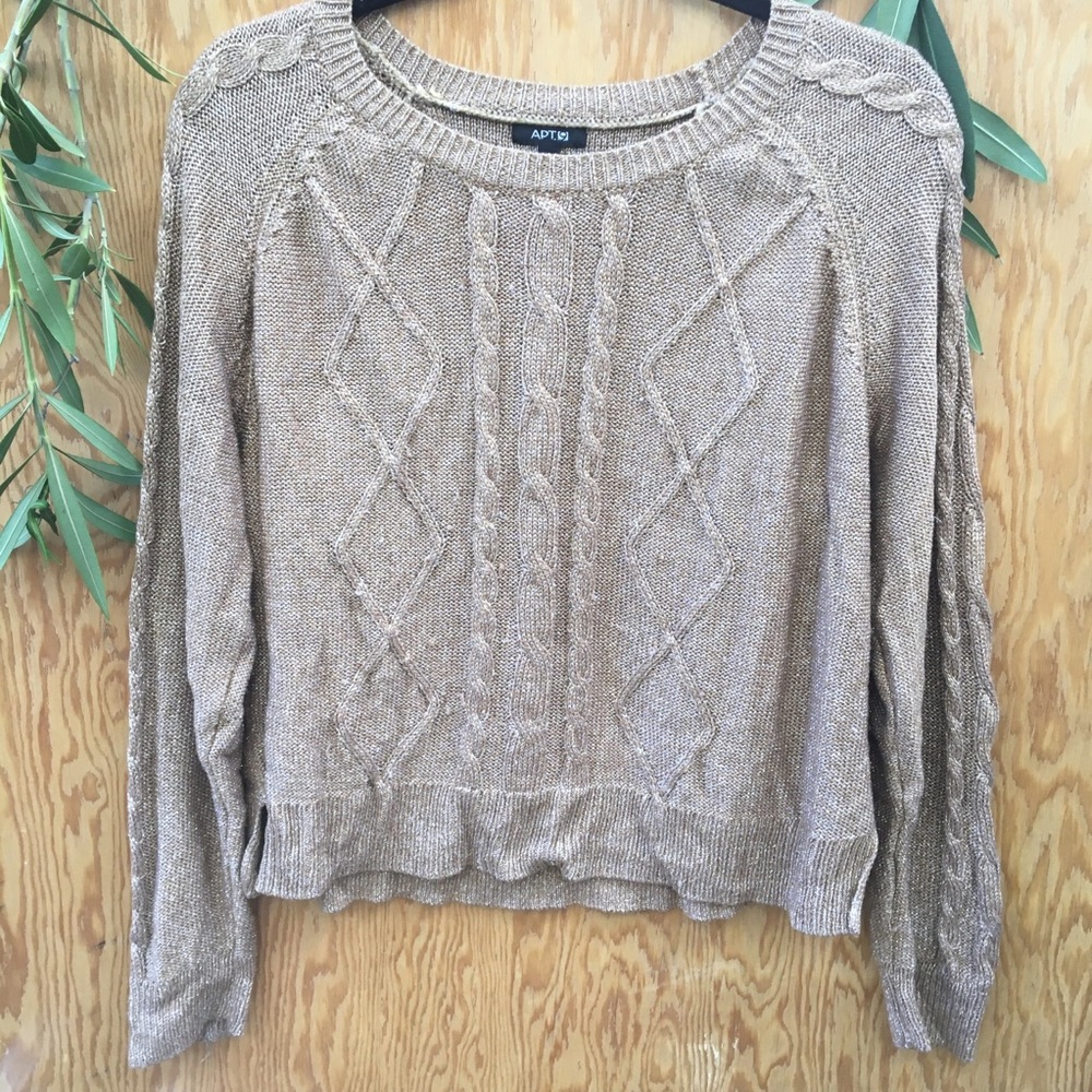 Gold knit metallic sweater soft comfy hipster boho